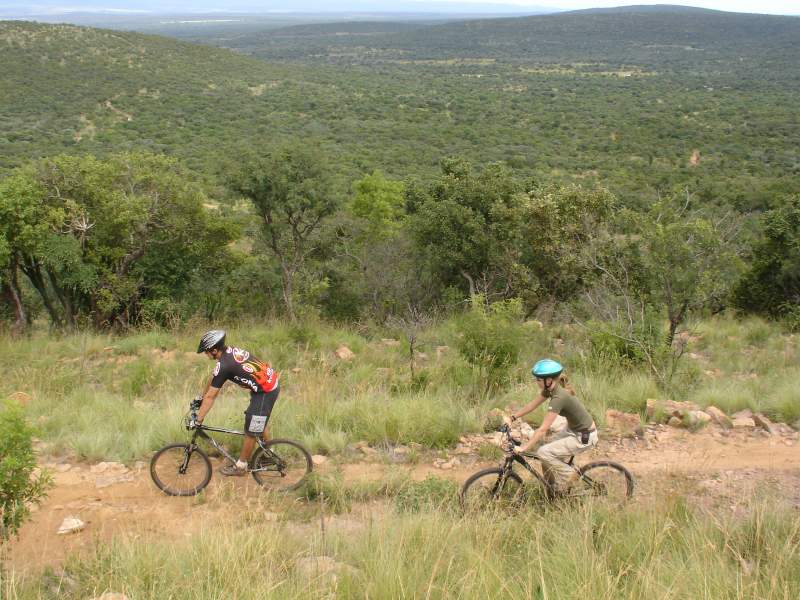Cyclists in bushveld