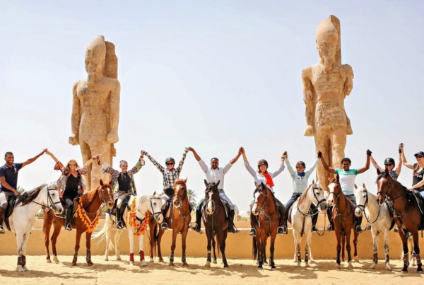 Equestrians altogether, hand in hand in Luxor & Makadi Bay, Egypt