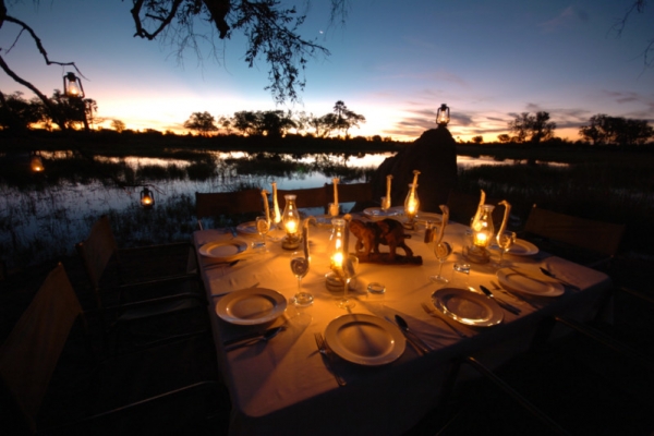 Candlelit dinner in the Okavango Delta