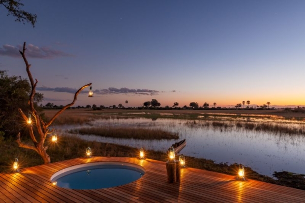 Swimming pool overlookng the Okavango Delta at Macatoo Lodge