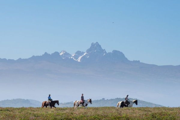Horse riding in the shadows of Mt Meru in Kenya