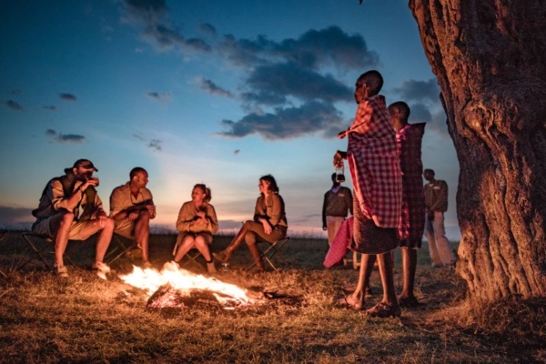 Camp fire in Kenya with Masai