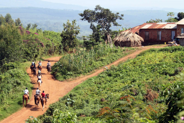 Horseriding near rural Ugandan Village