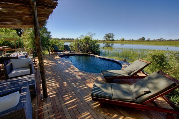safari lodge pool in Okavango Delta
