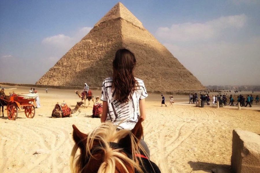 Pyramids of Giza Between horses ears