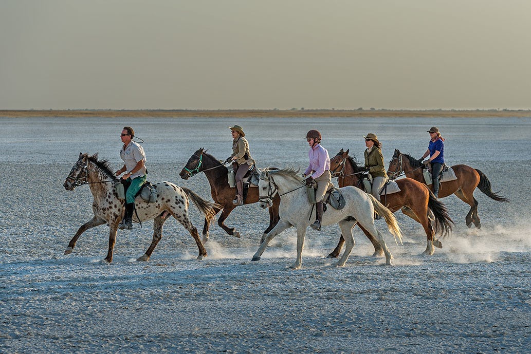 Horse riding in the Makgadikgadi Salt Pans