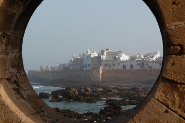 View of Essaouira through round wall
