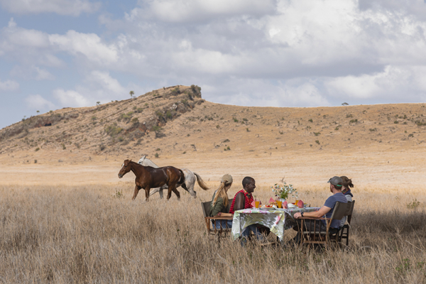 Watching the horses from a safari lunch