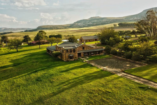 Stone lodge in countryside