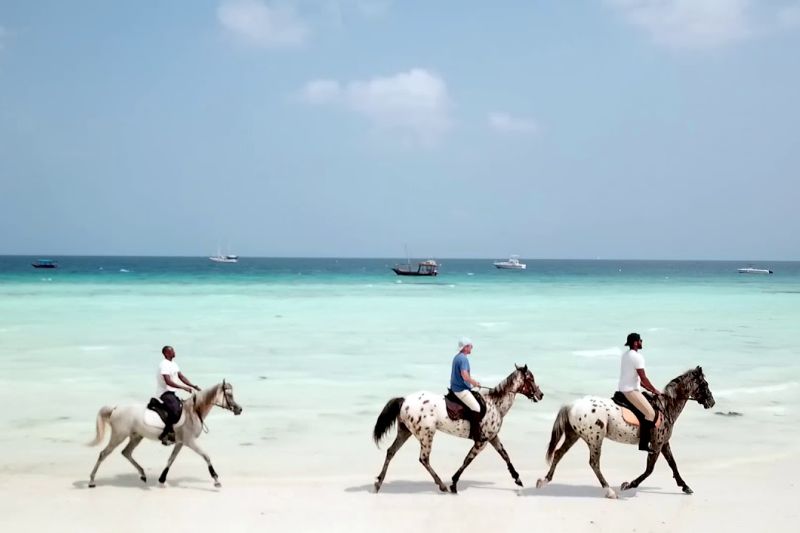 Riding on the beach in Zanzibar