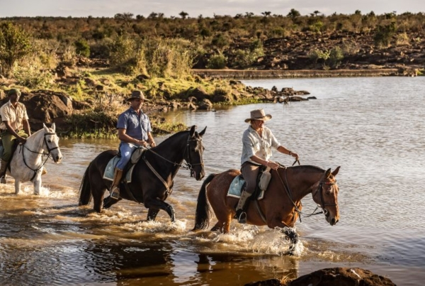 Ride accross teh river at Sosian Lodge Kenya
