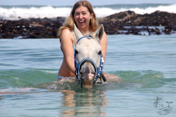 Swimming on horseback at Pearly Beach, South Africa