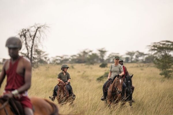Horse riding with kids in the Masai Mara at House in the Wild, Kenya